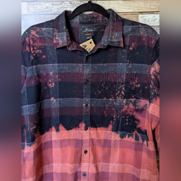 Kansas City Chiefs Mahomies Upcycled Handcrafted Dip Dye Bleach Flannel Shirt - Picture 14 of 15